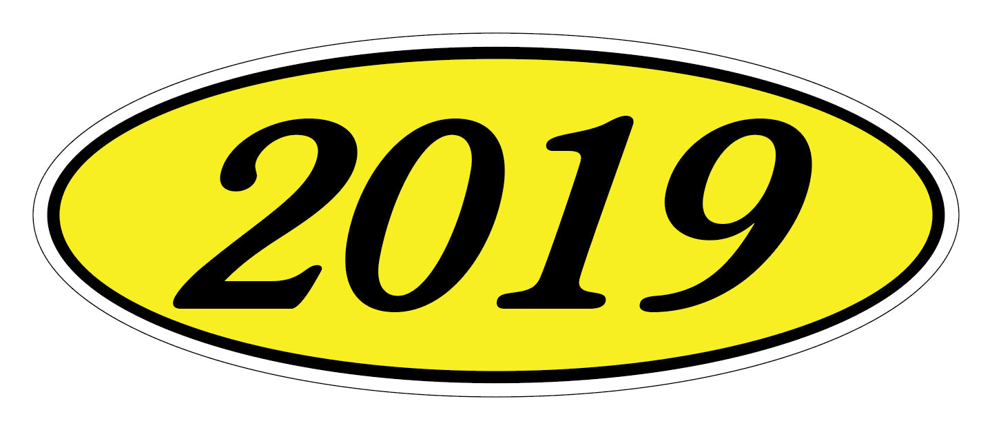 Oval Year Decals - Black/Yellow