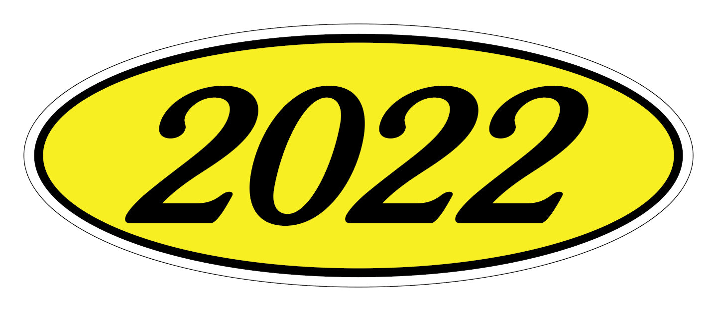 Oval Year Decals - Black/Yellow