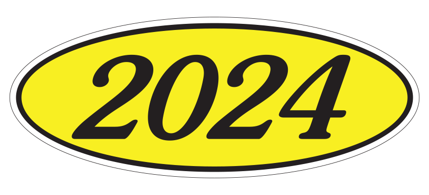 Oval Year Decals - Black/Yellow