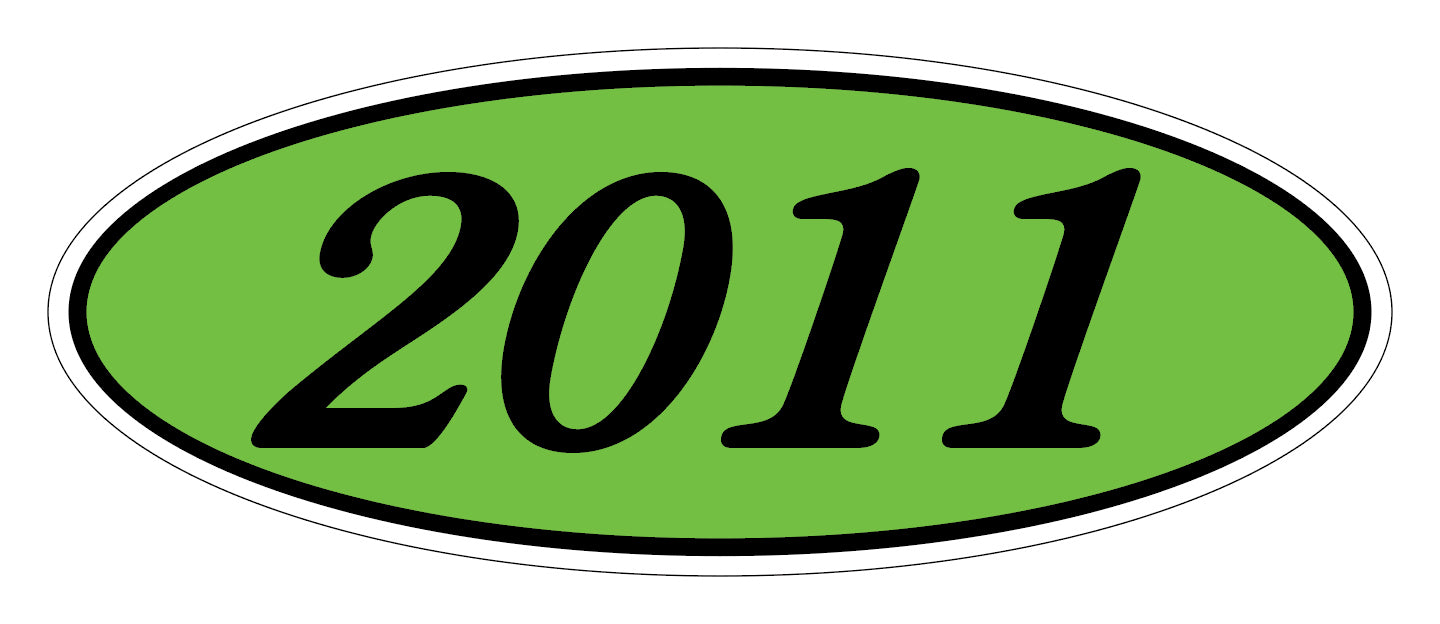 Oval Year Decals - Black/Fluorescent Green