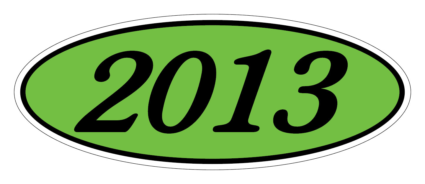 Oval Year Decals - Black/Fluorescent Green