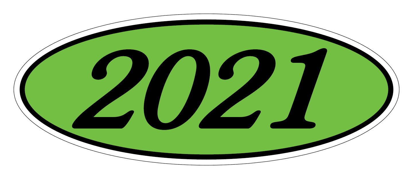 Oval Year Decals - Black/Fluorescent Green