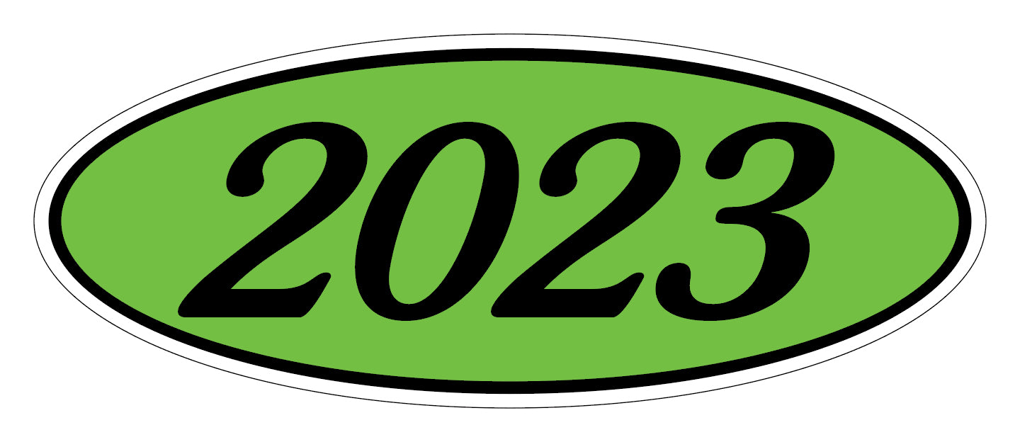 Oval Year Decals - Black/Fluorescent Green