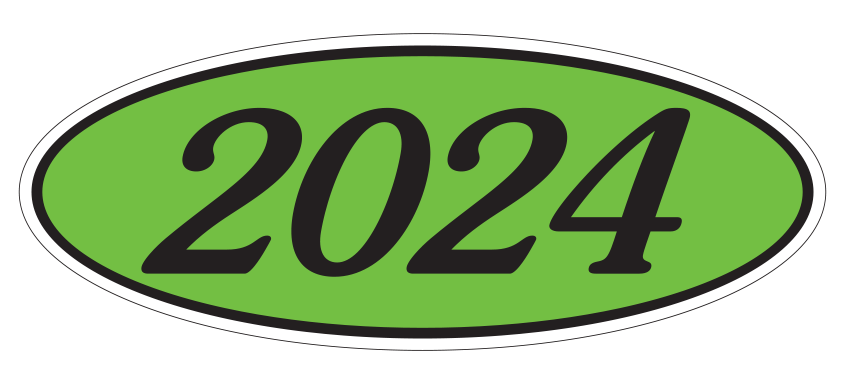 Oval Year Decals - Black/Fluorescent Green