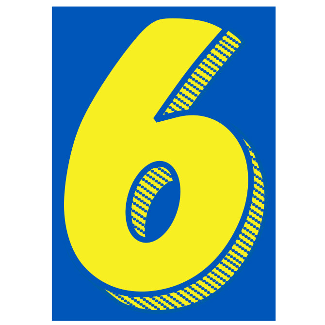 7-1/2" Shadow Number Decals - Yellow/Blue