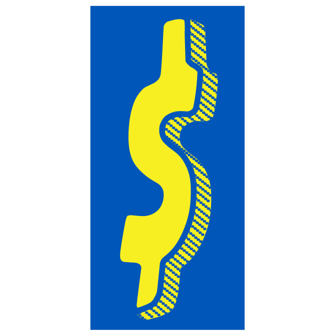7-1/2" Shadow Number Decals - Yellow/Blue