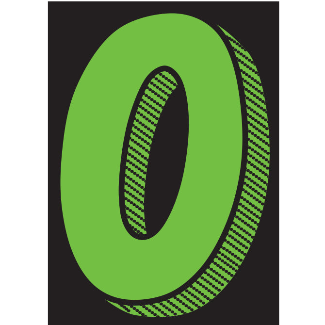 7-1/2" Shadow Number Decals - Fluorescent Green/Black