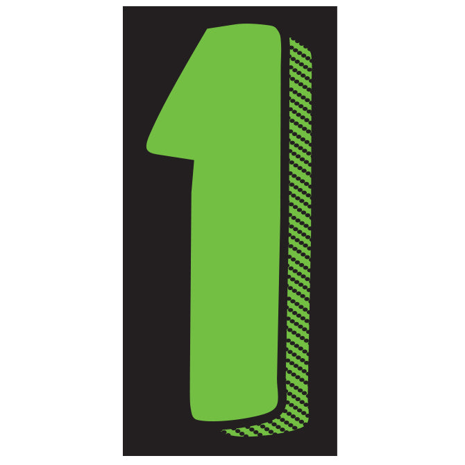 7-1/2" Shadow Number Decals - Fluorescent Green/Black