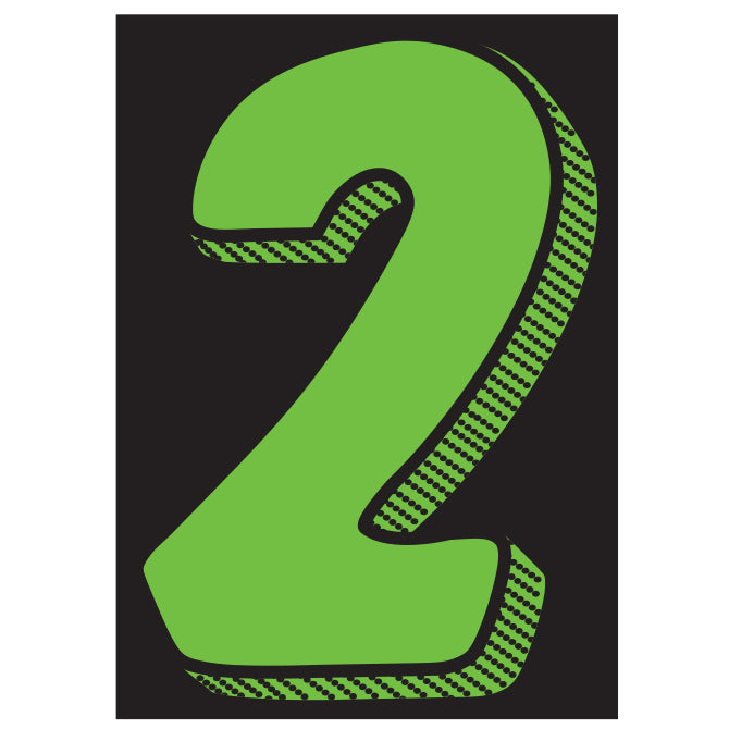 7-1/2" Shadow Number Decals - Fluorescent Green/Black