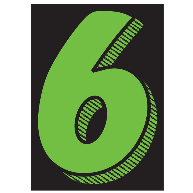 7-1/2" Shadow Number Decals - Fluorescent Green/Black