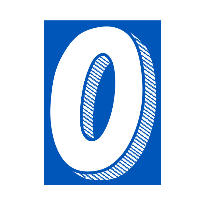 7-1/2" Shadow Number Decals - White/Blue