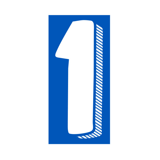 7-1/2" Shadow Number Decals - White/Blue