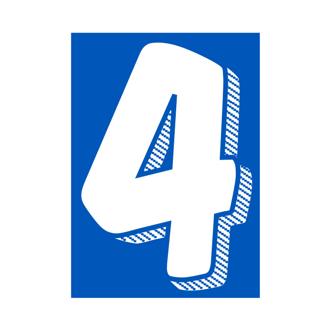 7-1/2" Shadow Number Decals - White/Blue