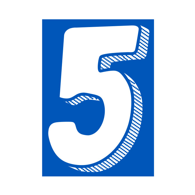 7-1/2" Shadow Number Decals - White/Blue