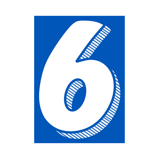 7-1/2" Shadow Number Decals - White/Blue