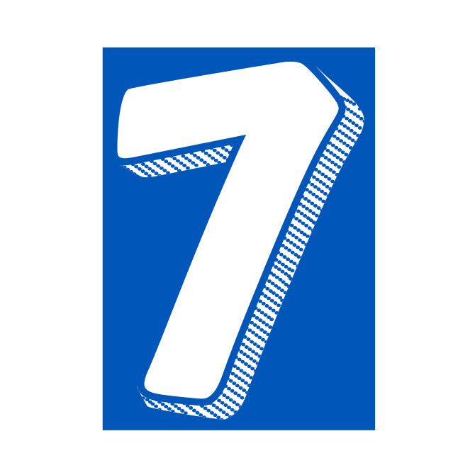 7-1/2" Shadow Number Decals - White/Blue