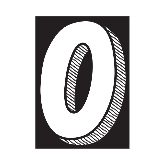 7-1/2" Shadow Number Decals - White/Black