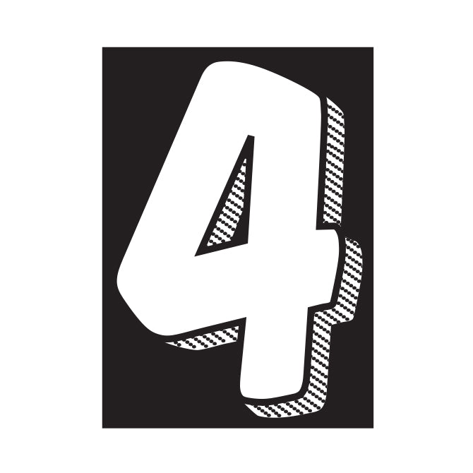 7-1/2" Shadow Number Decals - White/Black