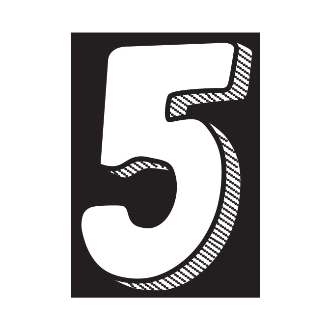 7-1/2" Shadow Number Decals - White/Black