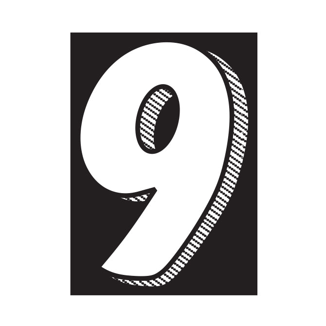 7-1/2" Shadow Number Decals - White/Black