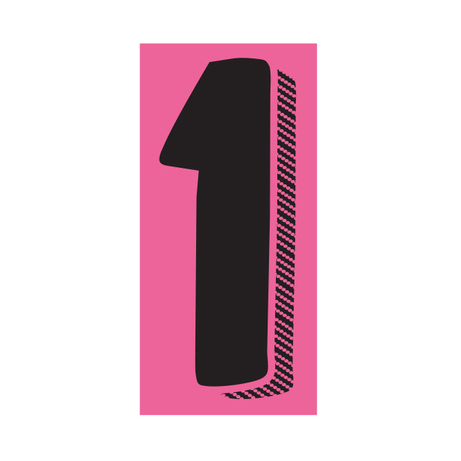 7-1/2" Shadow Number Decals - Black/Hot Pink