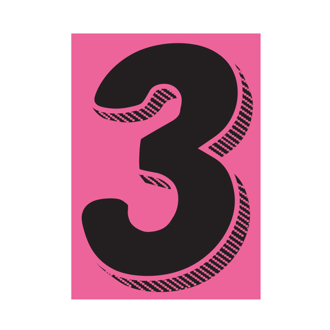 7-1/2" Shadow Number Decals - Black/Hot Pink