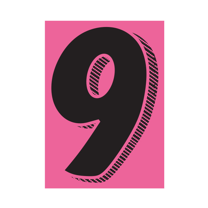 7-1/2" Shadow Number Decals - Black/Hot Pink