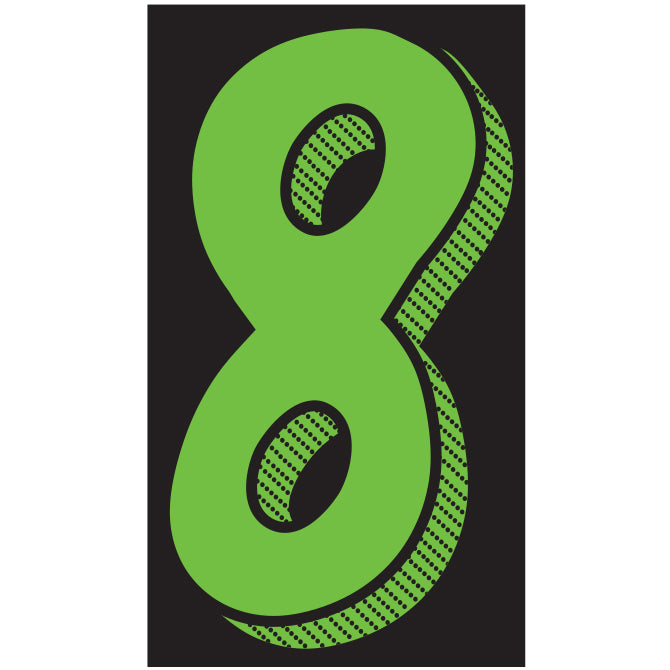11-1/2" Shadow Number Decals - Fluorescent Green/Black