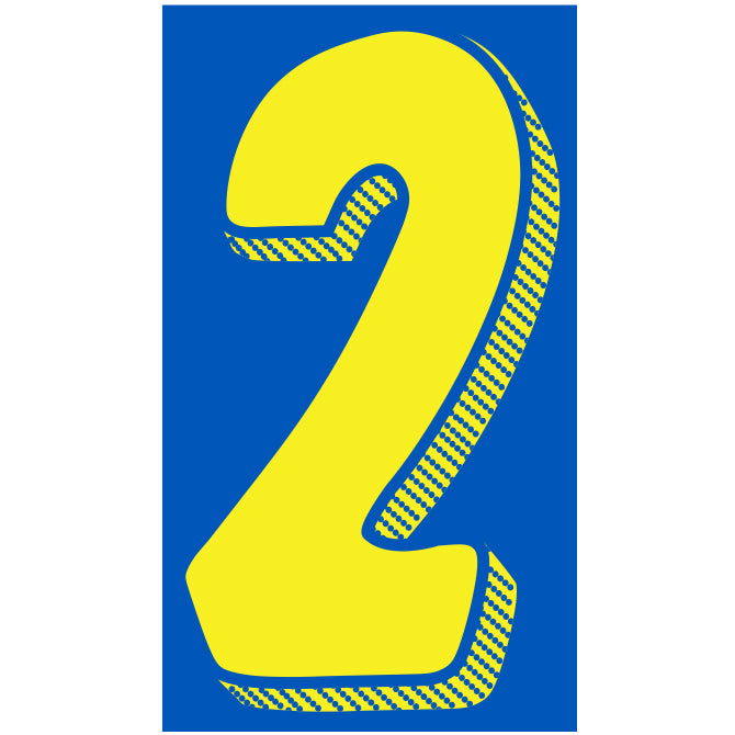 11-1/2" Shadow Number Decals - Yellow/Blue
