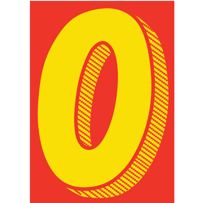 7-1/2" Shadow Number Decals - Yellow/Red