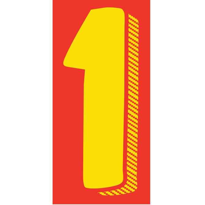 7-1/2" Shadow Number Decals - Yellow/Red