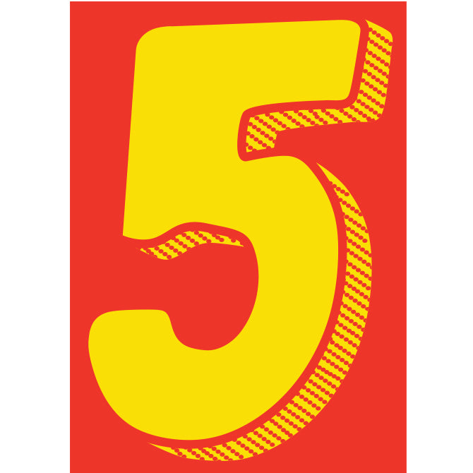 7-1/2" Shadow Number Decals - Yellow/Red