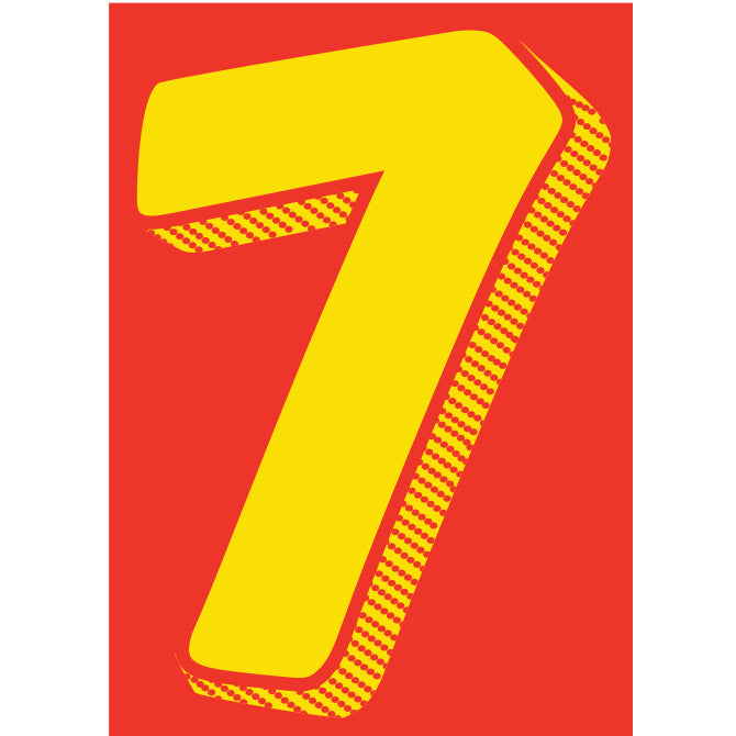 7-1/2" Shadow Number Decals - Yellow/Red