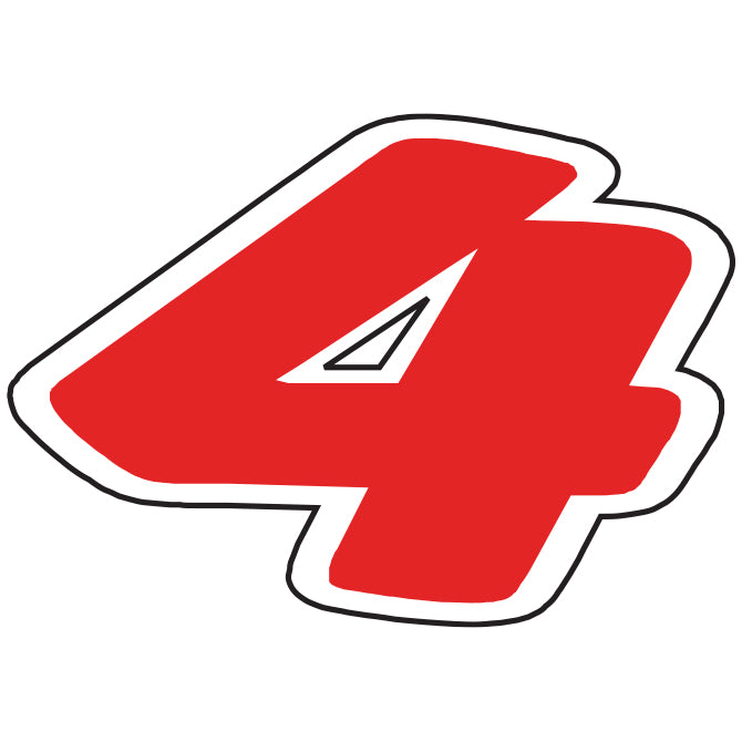 6-1/4" Die Cut Number Decals - Red/White