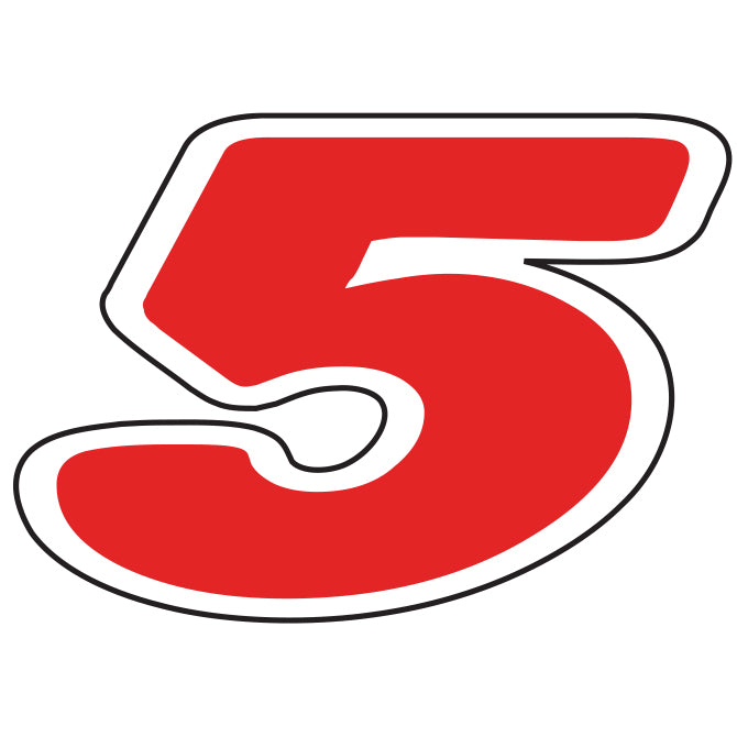 6-1/4" Die Cut Number Decals - Red/White