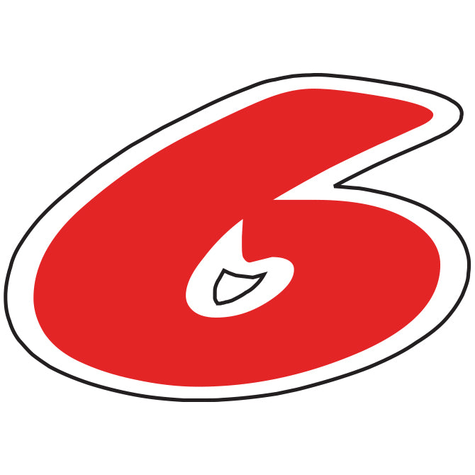 6-1/4" Die Cut Number Decals - Red/White