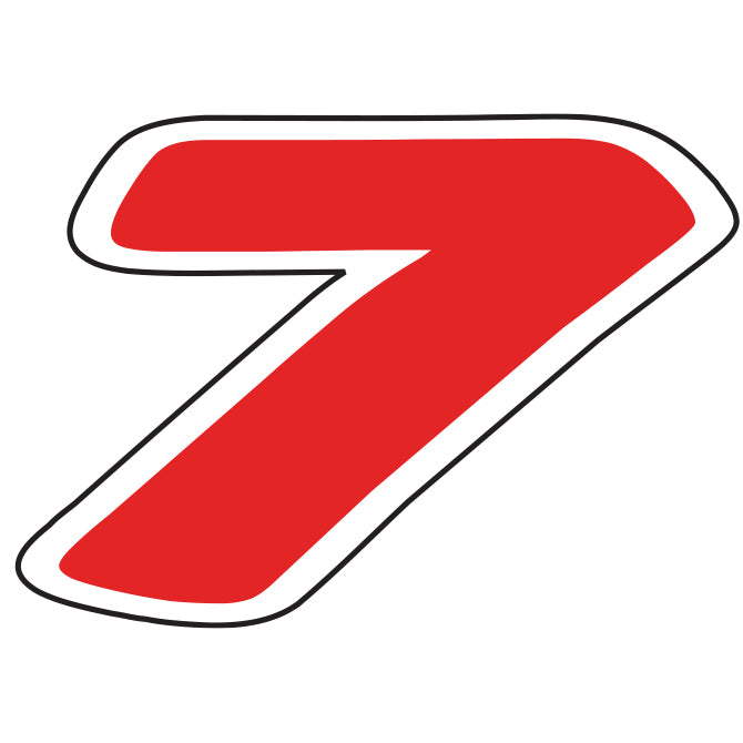 6-1/4" Die Cut Number Decals - Red/White