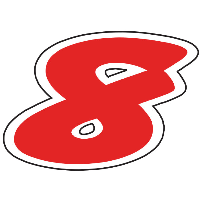 6-1/4" Die Cut Number Decals - Red/White