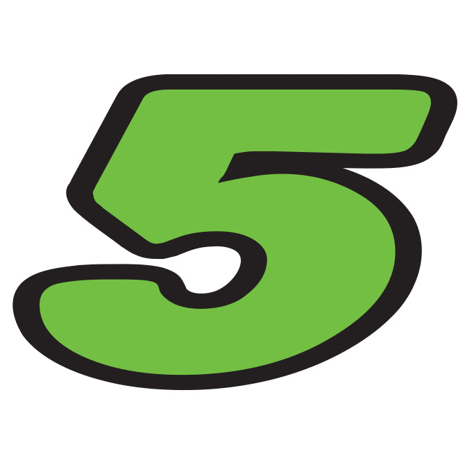 6-1/4" Die Cut Number Decals - Fluorescent Green/Black