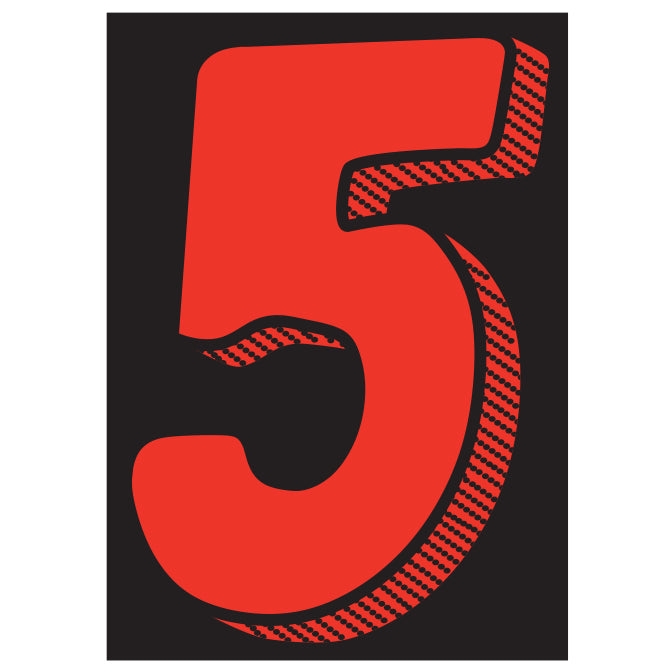 7-1/2" Shadow Number Decals - Red/Black