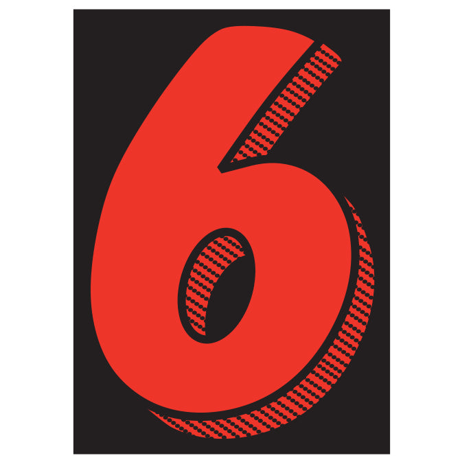 7-1/2" Shadow Number Decals - Red/Black