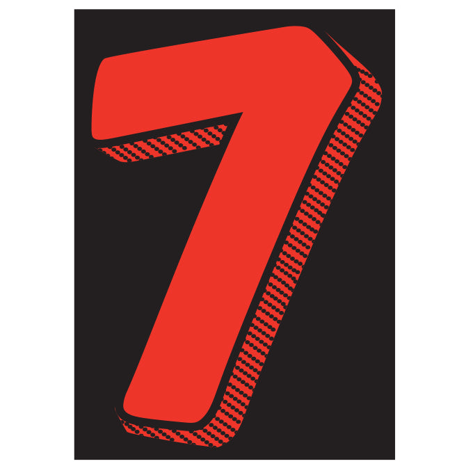 7-1/2" Shadow Number Decals - Red/Black