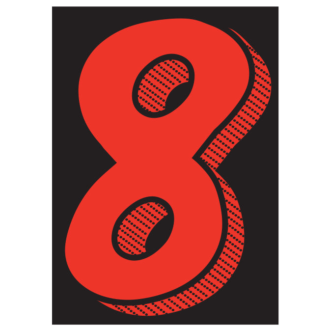 7-1/2" Shadow Number Decals - Red/Black