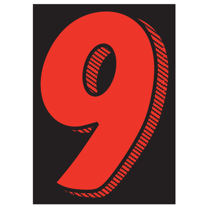 7-1/2" Shadow Number Decals - Red/Black