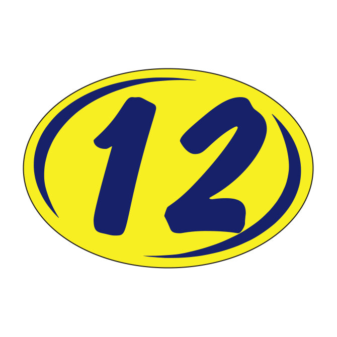 Small Oval Year Decals - Blue/Yellow