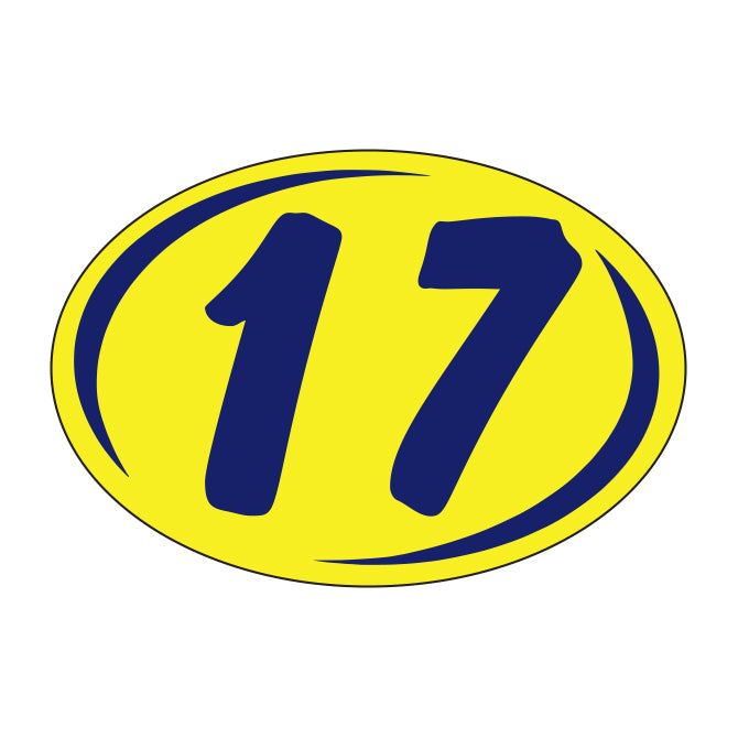 Small Oval Year Decals - Blue/Yellow