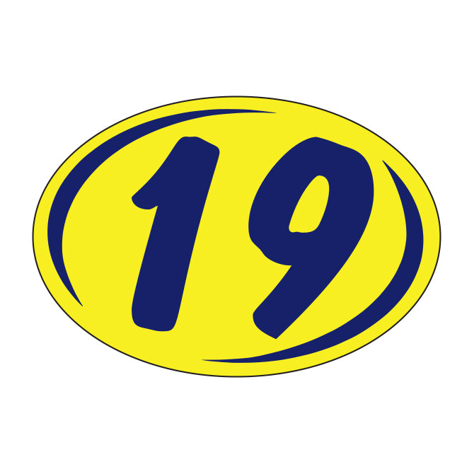 Small Oval Year Decals - Blue/Yellow