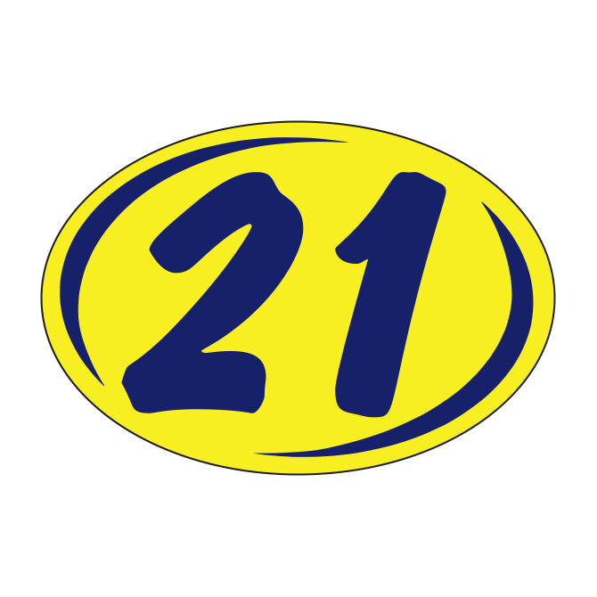 Small Oval Year Decals - Blue/Yellow