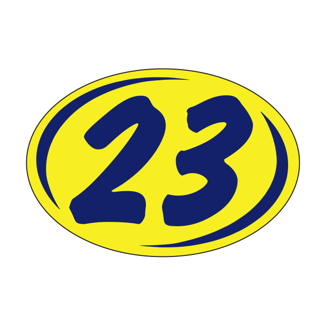 Small Oval Year Decals - Blue/Yellow
