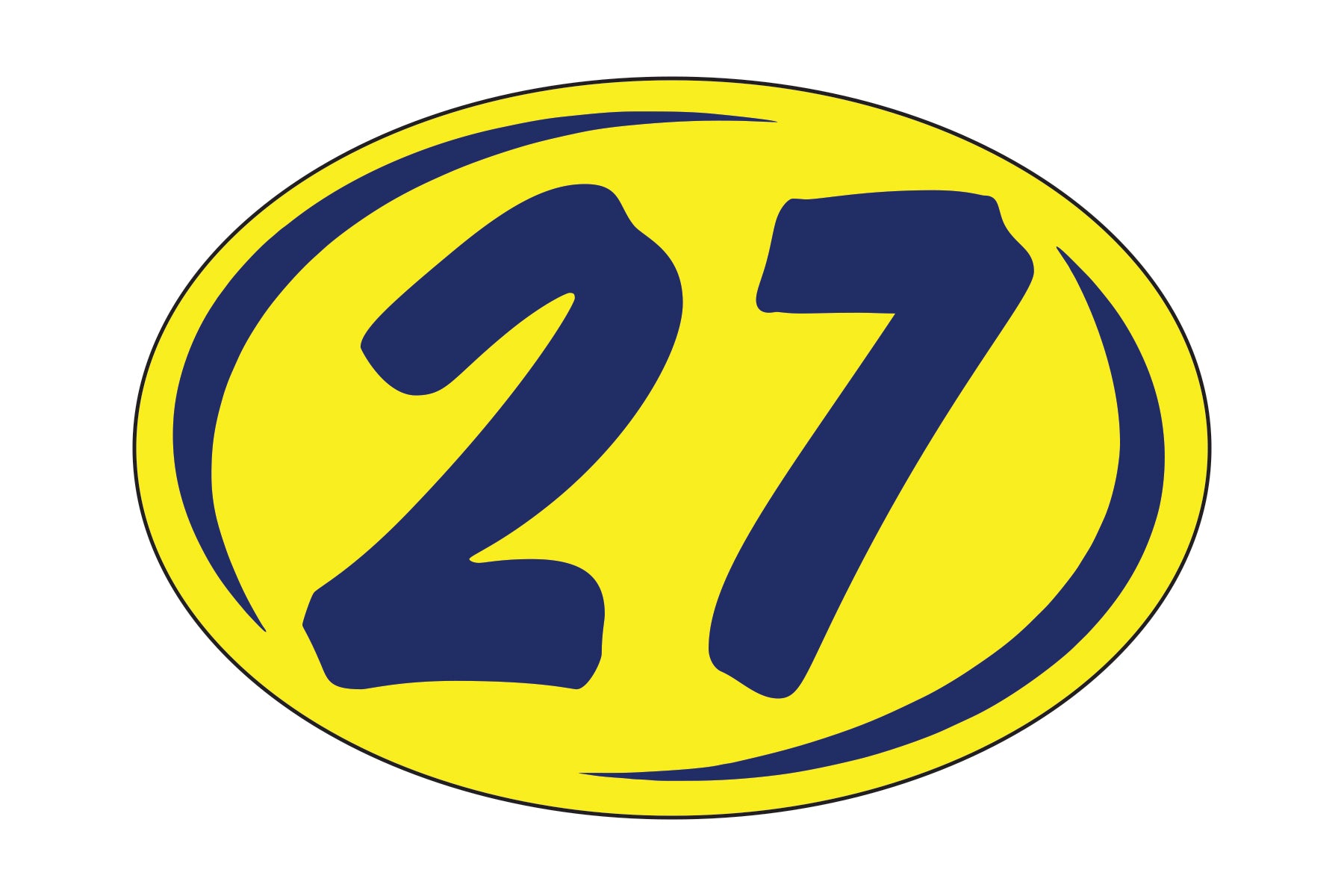 Small Oval Year Decals - Blue/Yellow
